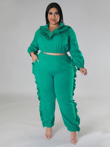 Wmstar Plus Size Two Piece Σετ Γυναικεία Ρούχα Crop Top Zipper Up Κολάν ασορτί κοστούμι casual outfits Χονδρική Dropshipping