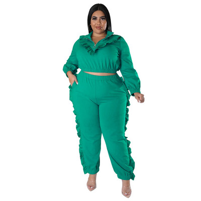Wmstar Plus Size Two Piece Σετ Γυναικεία Ρούχα Crop Top Zipper Up Κολάν ασορτί κοστούμι casual outfits Χονδρική Dropshipping