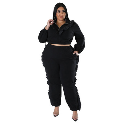 Wmstar Plus Size Two Piece Σετ Γυναικεία Ρούχα Crop Top Zipper Up Κολάν ασορτί κοστούμι casual outfits Χονδρική Dropshipping