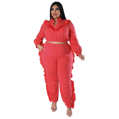 Wmstar Plus Size Two Piece Σετ Γυναικεία Ρούχα Crop Top Zipper Up Κολάν ασορτί κοστούμι casual outfits Χονδρική Dropshipping