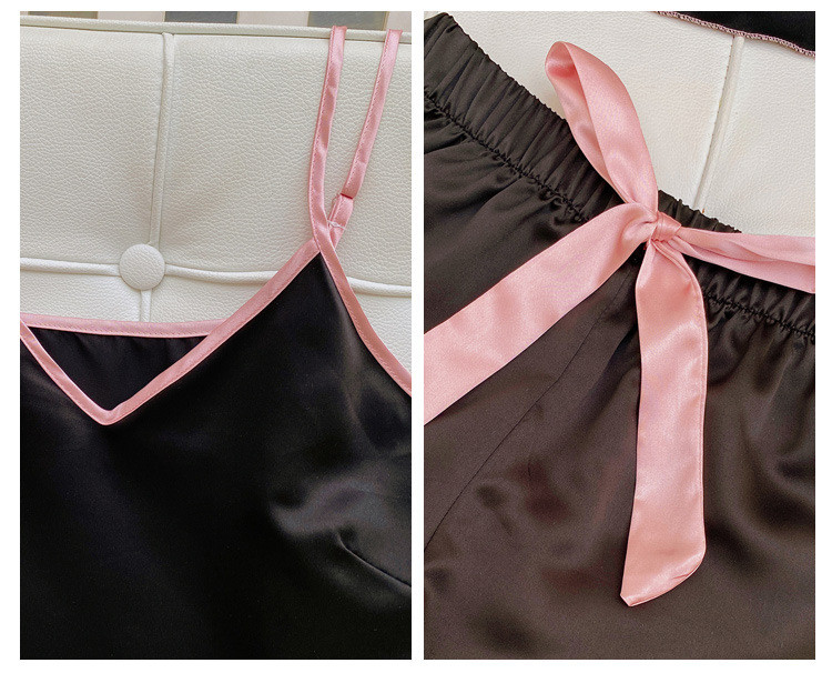 Σατέν κοστούμι πιτζάμες με σορτς V-λαιμόκοψη 2 τμχ PJS Σετ Γυναικεία ρούχα Καλοκαιρινές πιτζάμες Pour Femme Sleepwear Νυχτικό Άνετα εσώρουχα