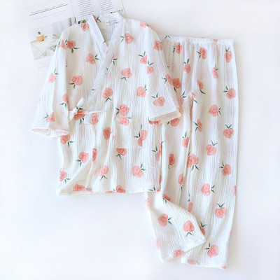 Άνοιξη/Καλοκαίρι 2023νέο γιαπωνέζικο κιμονό γυναικείες βαμβακερές πιτζάμες δύο τεμαχίων παντελόνι τριών τετάρτων μανίκι φαρδύ σετ γυναικείας υπηρεσίας για το σπίτι