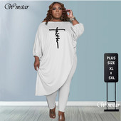 Plus Size Σετ Φθινοπωρινά Ανοιξιάτικα Γυναικεία Ρούχα 2 τεμαχίων Loose Top Παντελόνι Κολάν Μόδα Streetwear Stretch Χονδρική Dropshipping