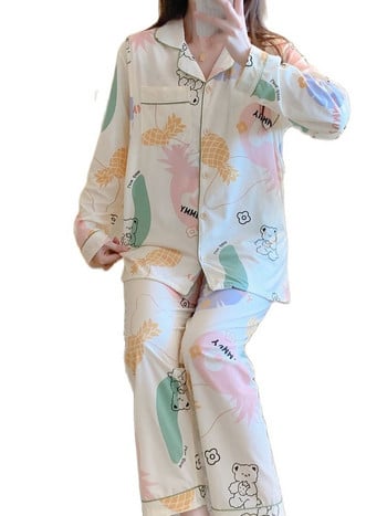 Пролетна есенна пижама за бременни Костюм за кърмене Жилетки за кърмене с дълъг ръкав Ризи+панталони Комплект от две части Комплекти за хранене за бременност