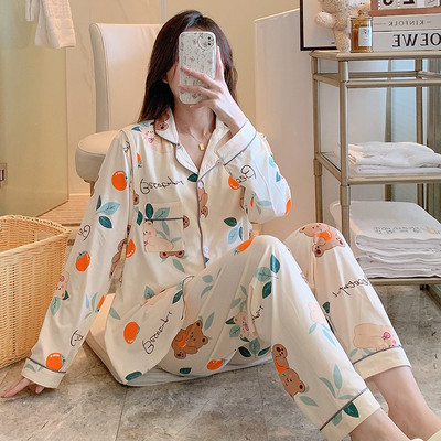 Άνοιξη Φθινοπωρινό κοστούμι πιτζάμες εγκυμοσύνης Μακρυμάνικο ζακέτες γαλουχίας Πουκάμισα+παντελόνι Σετ δύο τεμαχίων Σετ θηλασμού εγκυμοσύνης