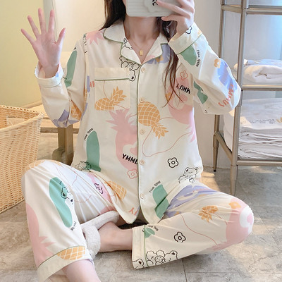 Άνοιξη Φθινοπωρινό κοστούμι πιτζάμες εγκυμοσύνης Μακρυμάνικο ζακέτες γαλουχίας Πουκάμισα+παντελόνι Σετ δύο τεμαχίων Σετ θηλασμού εγκυμοσύνης