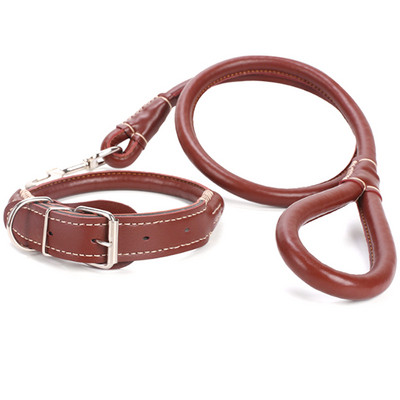 Set guler și lesă pentru câini din piele PU groasă Lesă rotundă, puternică, pentru dresaj pentru câinele mic, mijlociu mare