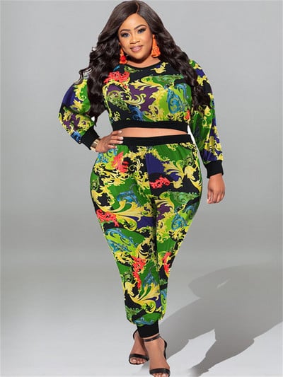 Wmstar Plus Size kaheosaline komplekt Naiste rõivad, pikkade varrukatega topid ja püksid, retuusid, sobituskomplektid, hulgimüük Dropshopping 2023