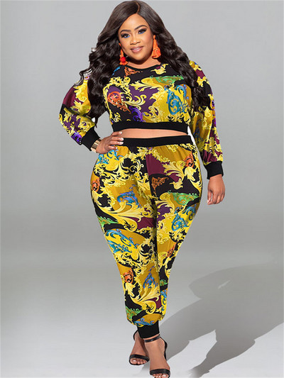 Wmstar Plus Size kaheosaline komplekt Naiste rõivad, pikkade varrukatega topid ja püksid, retuusid, sobituskomplektid, hulgimüük Dropshopping 2023