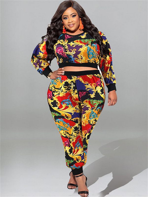 Wmstar Plus Size kaheosaline komplekt Naiste rõivad, pikkade varrukatega topid ja püksid, retuusid, sobituskomplektid, hulgimüük Dropshopping 2023