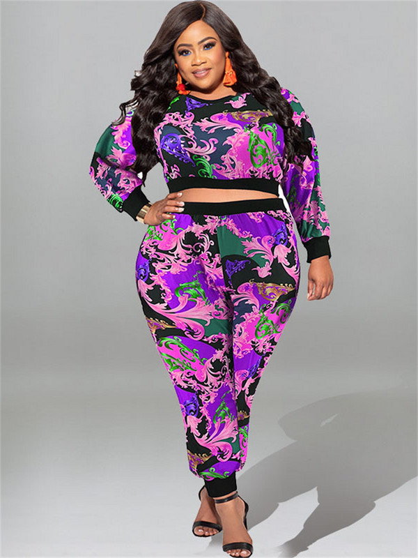 Wmstar Plus Size kaheosaline komplekt Naiste rõivad, pikkade varrukatega topid ja püksid, retuusid, sobituskomplektid, hulgimüük Dropshopping 2023