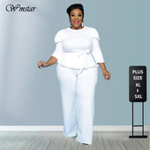 Wmstar Plus Size Σετ δύο τεμαχίων Γυναικεία μόδα Μασίφ στρογγυλό γιακά μισά μανίκια Γυναικεία ρούχα Χονδρική Dropshipping