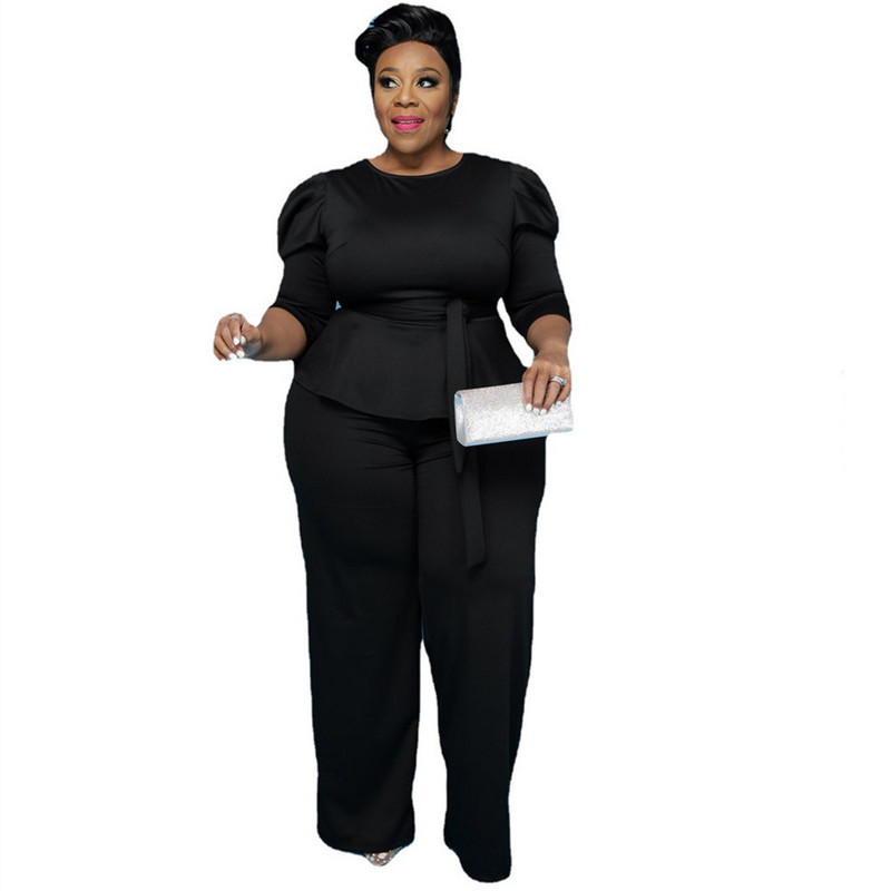 Wmstar Plus Size Σετ δύο τεμαχίων Γυναικεία μόδα Μασίφ στρογγυλό γιακά μισά μανίκια Γυναικεία ρούχα Χονδρική Dropshipping