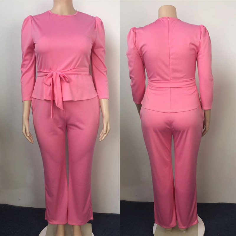 Wmstar Plus Size Σετ δύο τεμαχίων Γυναικεία μόδα Μασίφ στρογγυλό γιακά μισά μανίκια Γυναικεία ρούχα Χονδρική Dropshipping