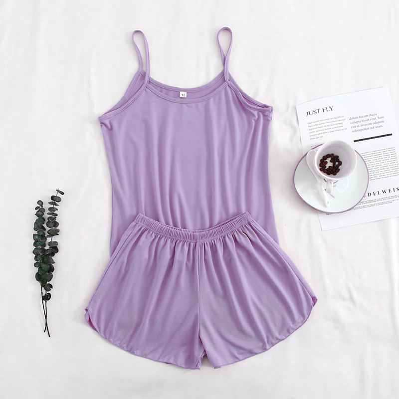 Pijamale FallSweet pentru femei Lenjerie sexy de culoare solidă Lenjerie de noapte de vară Set de pijamale de mărime mare, fără mâneci, 3XL