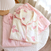 100% βαμβακερή γάζα λεπτή γάζα εγκυμοσύνης Γυναικεία σετ πιτζάμες καλοκαιρινά κοντομάνικα ρούχα θηλασμού Κοστούμι νοσηλευτικής πυζά