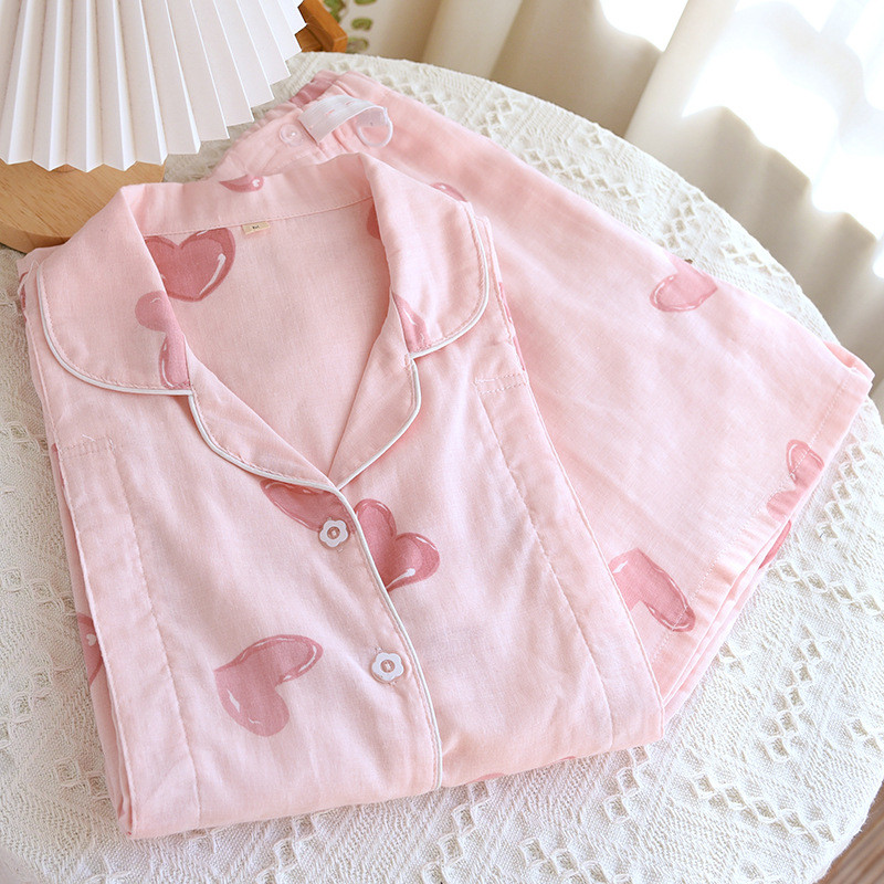 100% βαμβακερή γάζα λεπτή γάζα εγκυμοσύνης Γυναικεία σετ πιτζάμες καλοκαιρινά κοντομάνικα ρούχα θηλασμού Κοστούμι νοσηλευτικής πυζά