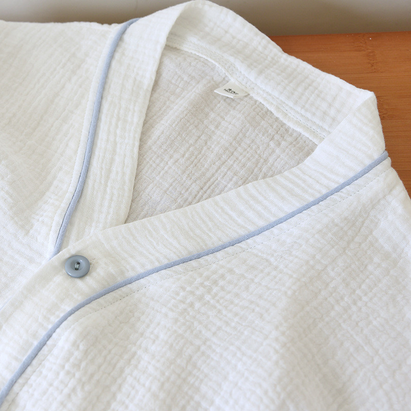 Γιαπωνέζικη νέα γυναικεία πιτζάμες μακρυμάνικο παντελόνι σετ δύο τεμαχίων από 100% βαμβάκι κρεπ σαλονάκια με λαιμόκοψη V λεπτό κοστούμι