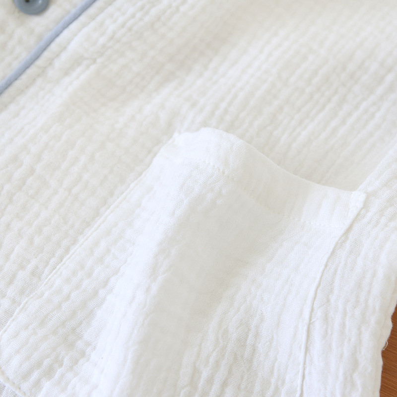 Γιαπωνέζικη νέα γυναικεία πιτζάμες μακρυμάνικο παντελόνι σετ δύο τεμαχίων από 100% βαμβάκι κρεπ σαλονάκια με λαιμόκοψη V λεπτό κοστούμι