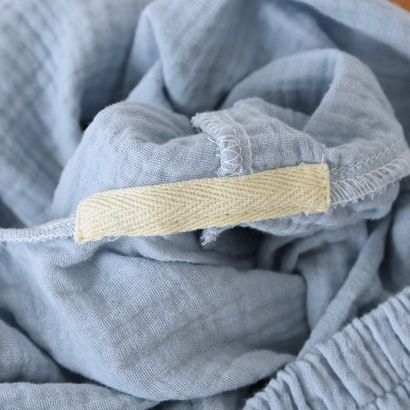 Γιαπωνέζικη νέα γυναικεία πιτζάμες μακρυμάνικο παντελόνι σετ δύο τεμαχίων από 100% βαμβάκι κρεπ σαλονάκια με λαιμόκοψη V λεπτό κοστούμι