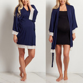 Ρόμπα εγκυμοσύνης Νυχτικό Δαντέλα Διακοσμητικά Πυζάμα μισό μανίκι Θηλασμός Εγκυμοσύνη Τοκετός Νοσηλευτικό πιτζάμα