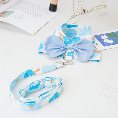 Σετ λουριών και λουριών για κατοικίδια, καλοκαιρινά ρούχα για κατοικίδια με ασορτί λουρί και χαριτωμένη διακόσμηση φιόγκων για γάτες και κουτάβια υπαίθριους σκύλους που περπατούν