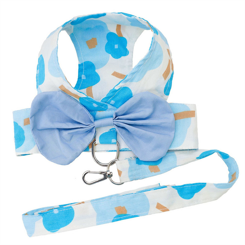 Σετ λουριών και λουριών για κατοικίδια, καλοκαιρινά ρούχα για κατοικίδια με ασορτί λουρί και χαριτωμένη διακόσμηση φιόγκων για γάτες και κουτάβια υπαίθριους σκύλους που περπατούν