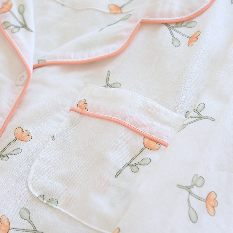 Ιαπωνικό νέο στυλ γυναικείες βαμβακερές πιτζάμες διπλής γάζας σετ καρτούν κάκτος χαριτωμένο μακρυμάνικο παντελόνι δύο τεμαχίων γυναικεία υπηρεσία σπιτιού