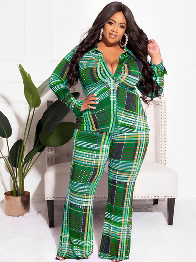 Wmstar plusz méretű kétrészes szett Női kockás ingek felsők nadrágok Bodycon Stretch őszi divatos öltöny nagykereskedés dropshipping