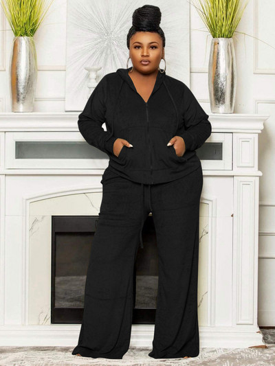 Wmstar Îmbrăcăminte de mărime mare pentru femei Ținute din două piese Puff cu mânecă lungă Crop și pantaloni asorți la îmbrăcăminte de stradă Comert cu ridicata Dropshipping