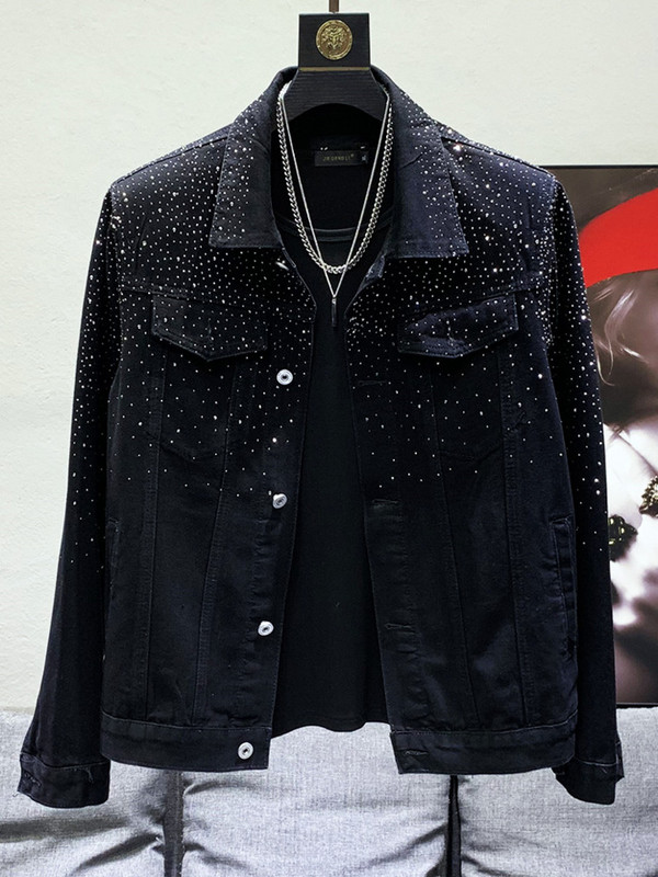 PFHQ 2023 Νέα Hot Fix Τζιν Μπουφάν για Άντρες Μασίφ μακρυμάνικο συνονθύλευμα Φαρδύ μονό παλτό Ανδρική καλοκαιρινή μόδα 21F3440