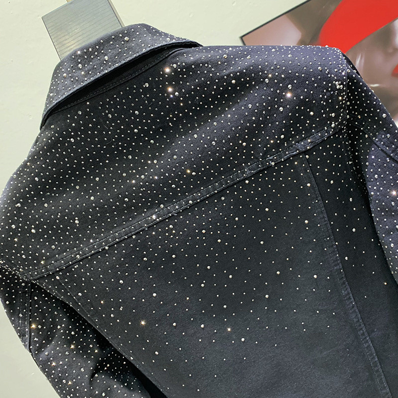 PFHQ 2023 Νέα Hot Fix Τζιν Μπουφάν για Άντρες Μασίφ μακρυμάνικο συνονθύλευμα Φαρδύ μονό παλτό Ανδρική καλοκαιρινή μόδα 21F3440