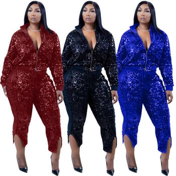 Sequins Γυναικεία ασορτί σετ Plus Size S-3XL Σετ δύο τεμαχίων Γυναικεία χειμωνιάτικα ρούχα Γενέθλια Στολή Joggers Χονδρική Dropshipping