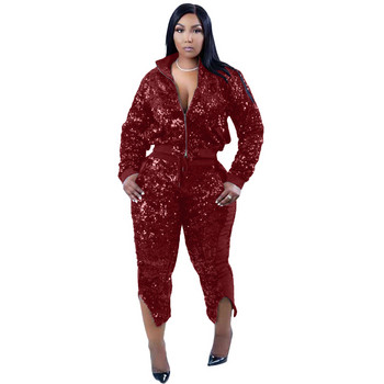 Sequins Γυναικεία ασορτί σετ Plus Size S-3XL Σετ δύο τεμαχίων Γυναικεία χειμωνιάτικα ρούχα Γενέθλια Στολή Joggers Χονδρική Dropshipping