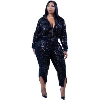 Sequins Γυναικεία ασορτί σετ Plus Size S-3XL Σετ δύο τεμαχίων Γυναικεία χειμωνιάτικα ρούχα Γενέθλια Στολή Joggers Χονδρική Dropshipping