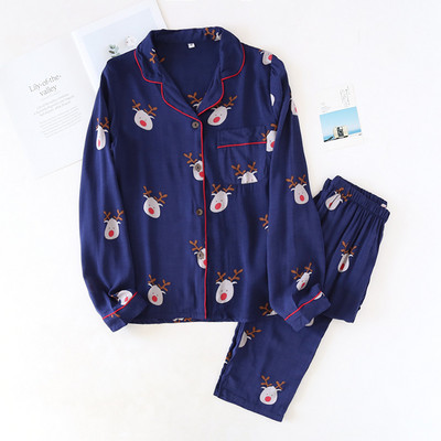 Νέο ανοιξιάτικο και φθινοπωρινό μακρυμάνικο παντελόνι γυναικεία πιτζάμες σετ βισκόζη ζακέτα πεταλούδα λουλούδι απλό λεπτό σέρβις στο σπίτι καλοκαίρι