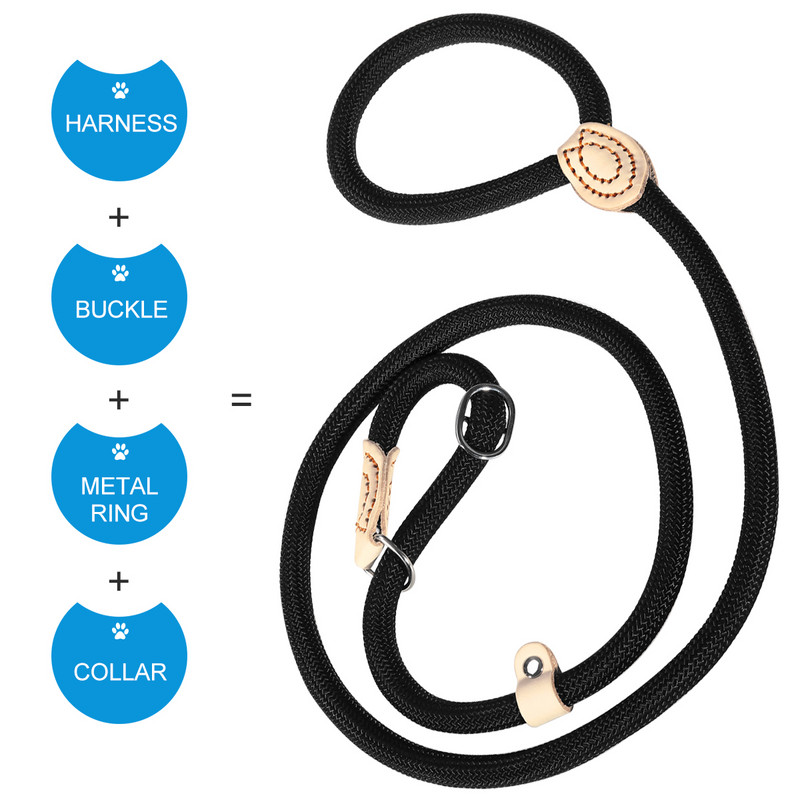 1 λουρί, ανθεκτικό νάιλον σχοινί εκπαίδευσης, κολάρο με λουρί εκπαίδευσης, λουρί σχοινιού ορειβασίας για κατοικίδια σκύλους εξωτερικού χώρου