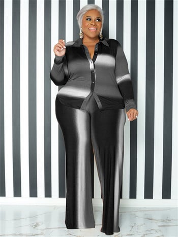 Wmstar Plus Size Two Piece Στολές Γυναικείες φθινοπωρινές γραβάτες Βαφή ριγέ μπλούζα και παντελόνι ασορτί σετ χονδρικής Dropshipping