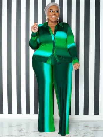 Wmstar Plus Size Two Piece Στολές Γυναικείες φθινοπωρινές γραβάτες Βαφή ριγέ μπλούζα και παντελόνι ασορτί σετ χονδρικής Dropshipping