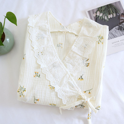 Fdfklak Γάζα Βαμβακερή 2ΤΜ/Σετ Μακρυμάνικο Νυχτερινό Νοσηλευτικό Σετ Πιτζάμες εγκυμοσύνης Σετ Ένδυσης μετά τον τοκετό Άνοιξη