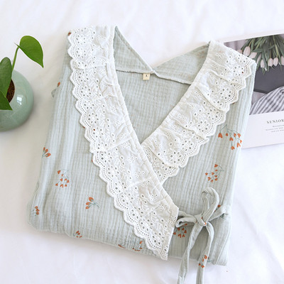 Fdfklak Γάζα Βαμβακερή 2ΤΜ/Σετ Μακρυμάνικο Νυχτερινό Νοσηλευτικό Σετ Πιτζάμες εγκυμοσύνης Σετ Ένδυσης μετά τον τοκετό Άνοιξη