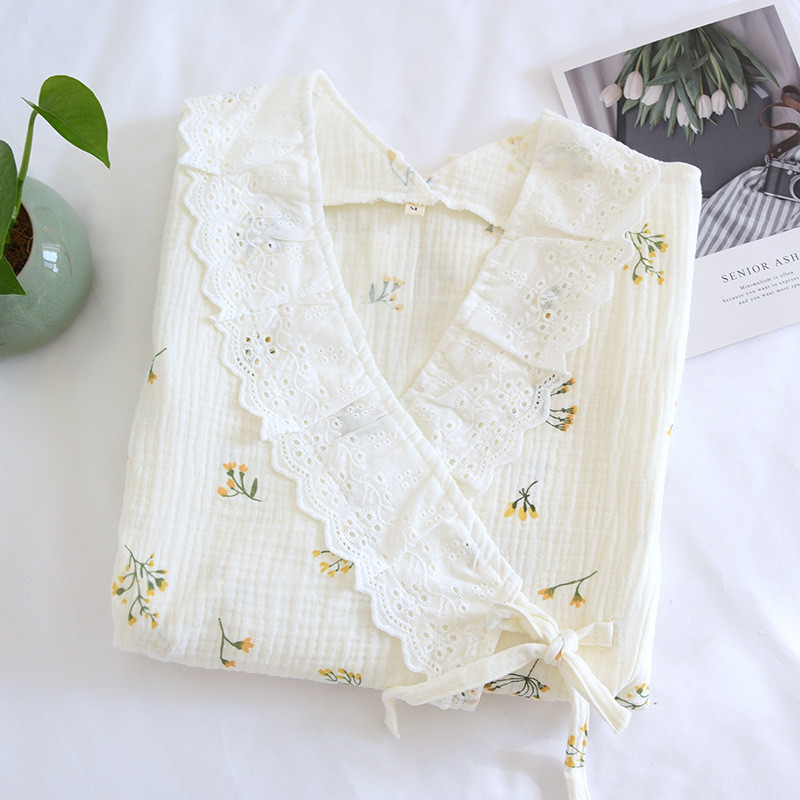 Fdfklak Γάζα Βαμβακερή 2ΤΜ/Σετ Μακρυμάνικο Νυχτερινό Νοσηλευτικό Σετ Πιτζάμες εγκυμοσύνης Σετ Ένδυσης μετά τον τοκετό Άνοιξη