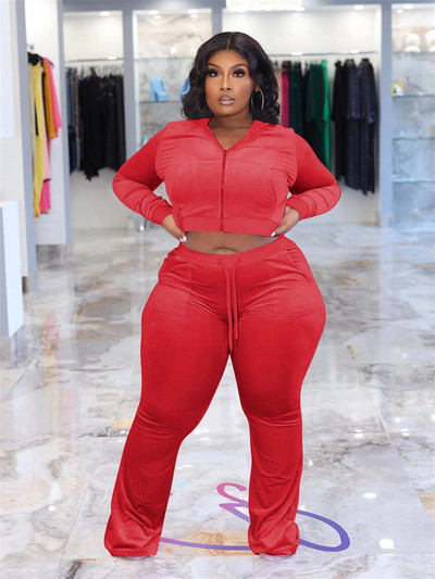 Wmstar Plus Size Two Piece Outfits Γυναικεία βελούδινη αθλητική φόρμα casual παλτό Σετ παντελόνια φούτερ Νέα χειμωνιάτικα ρούχα Χονδρική Dropshipping