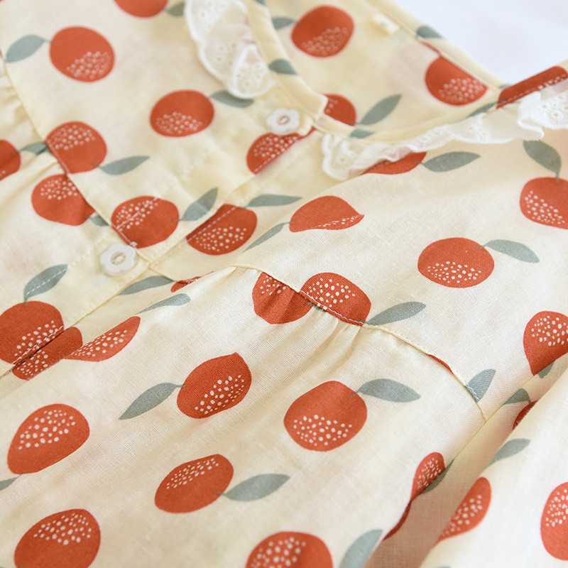 Új tavaszi és őszi női pizsama hosszú ujjú nadrág öltöny pamut géz csipkegallér légáteresztő otthoni szerviz kétrészes szett