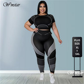 Wmstar Plus Size 2 Piece Ρούχα Γυναικεία Ρούχα Bodycon Stretch Αθλητικά Κοστούμια Τζόκινγκ Fitness Σετ ταιριάσματος χονδρικής Dropshipping
