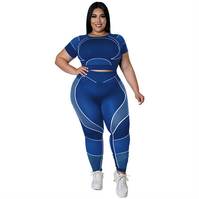 Wmstar Plus Size 2 Piece Ρούχα Γυναικεία Ρούχα Bodycon Stretch Αθλητικά Κοστούμια Τζόκινγκ Fitness Σετ ταιριάσματος χονδρικής Dropshipping