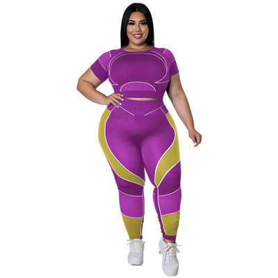Wmstar Plus Size 2 Piece Ρούχα Γυναικεία Ρούχα Bodycon Stretch Αθλητικά Κοστούμια Τζόκινγκ Fitness Σετ ταιριάσματος χονδρικής Dropshipping