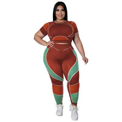 Wmstar Plus Size 2 Piece Ρούχα Γυναικεία Ρούχα Bodycon Stretch Αθλητικά Κοστούμια Τζόκινγκ Fitness Σετ ταιριάσματος χονδρικής Dropshipping