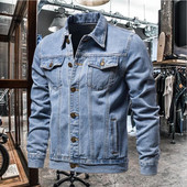 Nova pamučna traper jakna 2023. Muška ležerna traperica na rever s jednim kopčanjem Muška jesenska uska gornja odjeća Kvalitetna vintage muška jakna