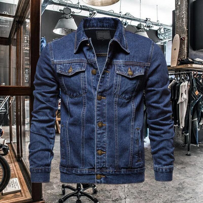 Nova pamučna traper jakna 2023. Muška ležerna traperica na rever s jednim kopčanjem Muška jesenska uska gornja odjeća Kvalitetna vintage muška jakna